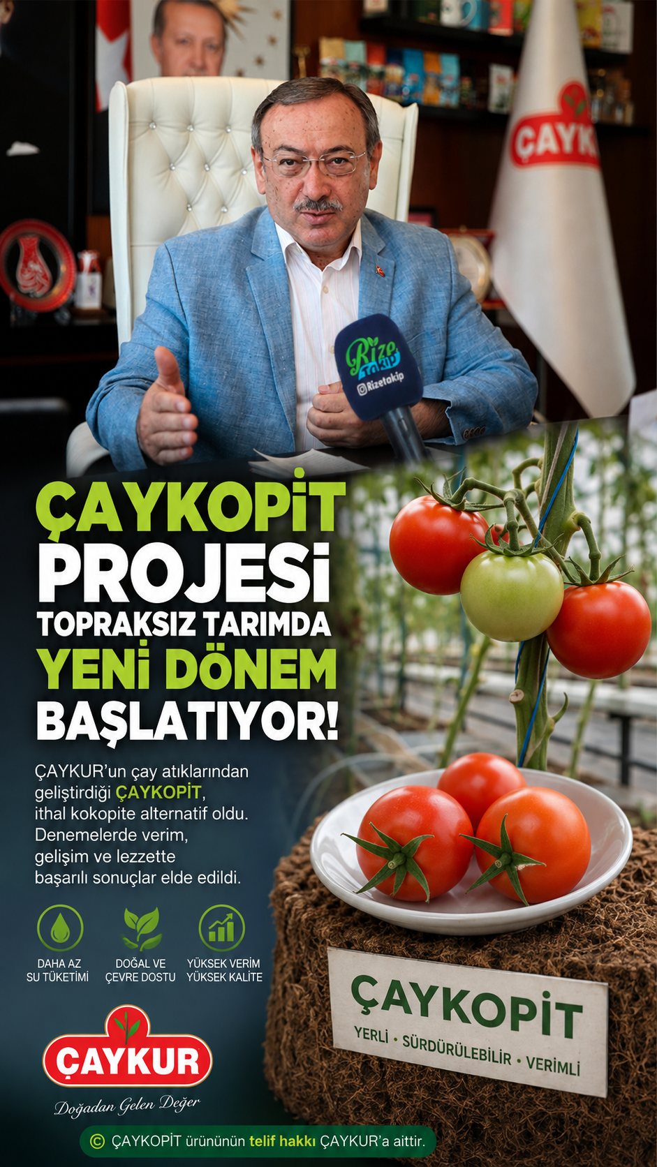ÇAYKUR’DAN TOPRAKSIZ TARIMDA DİKKAT ÇEKEN PROJE: ÇAYKOPİT